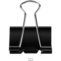 Amazon Basics Binder Clips – Small, 0.75 in, Black (12‑Pack, 12 Clips per Pack)